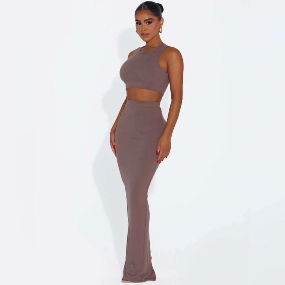 Naked Wardrobe Ribbed Vibes Skirt Set